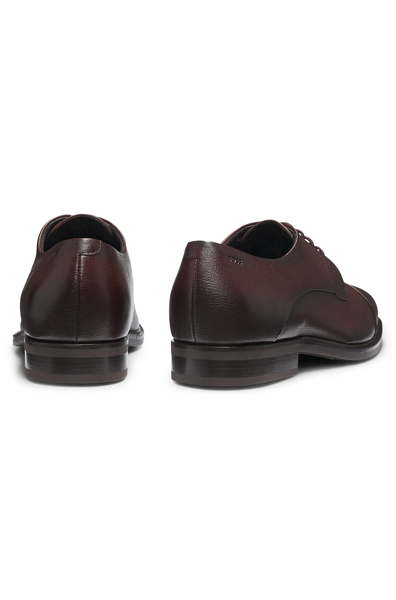 Grained-leather Derby shoes with cap toe