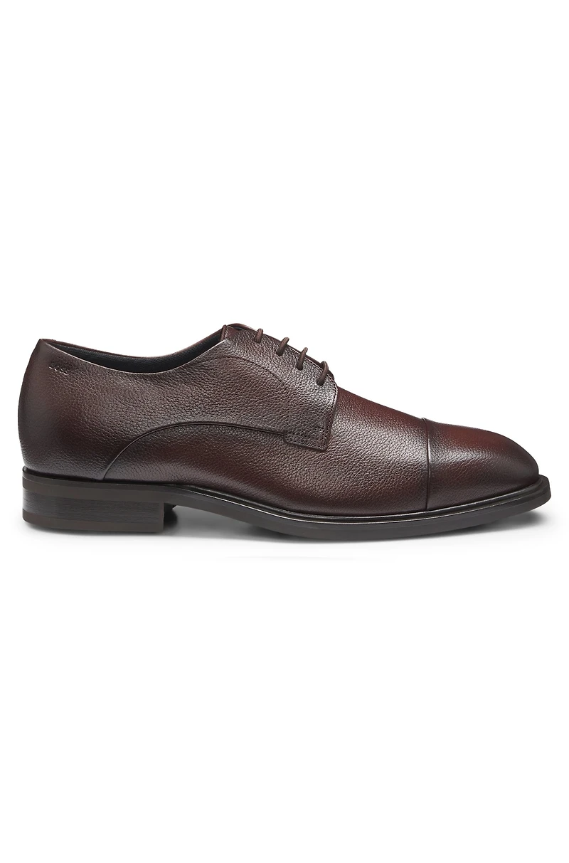 Grained-leather Derby shoes with cap toe