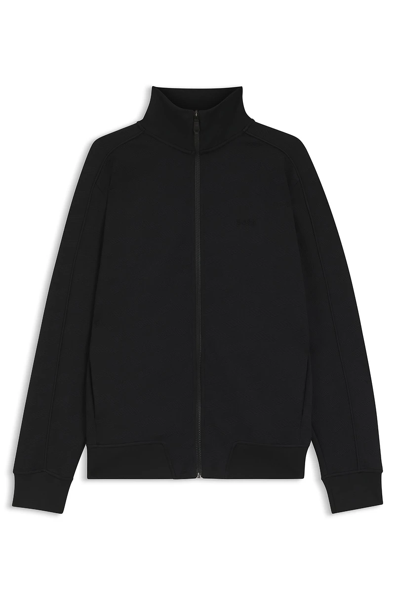 Quilted-jacquard zip-up sweatshirt a regular fit