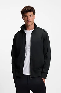 Quilted-jacquard zip-up sweatshirt a regular fit