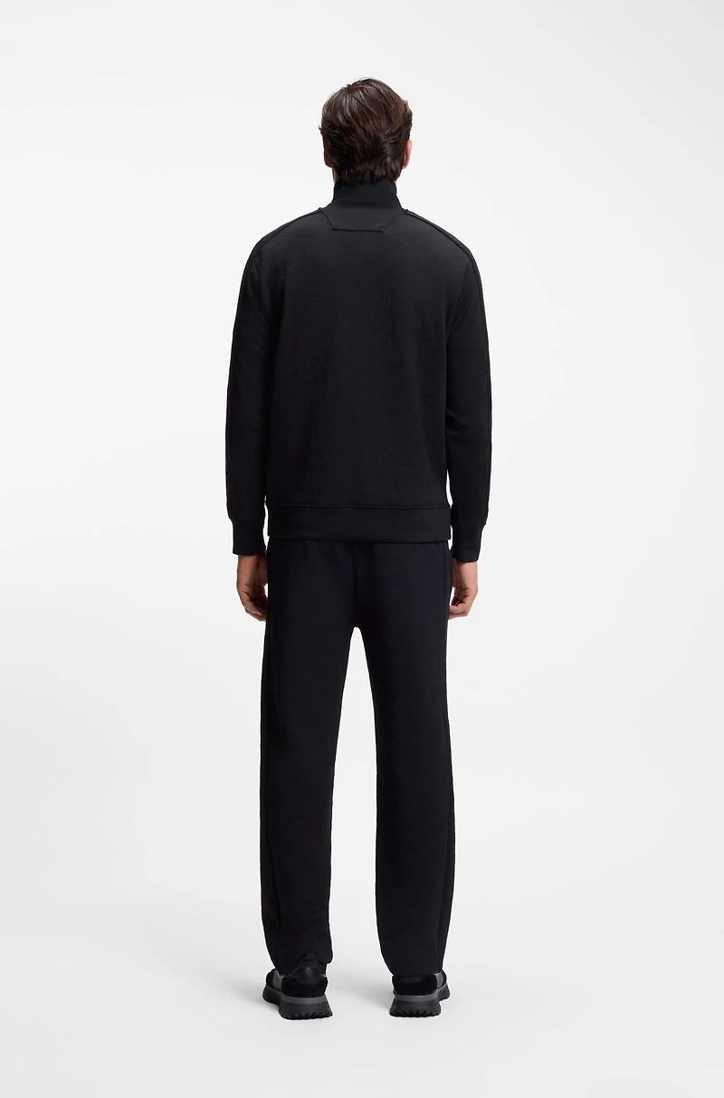 Quilted-jacquard zip-up sweatshirt a regular fit