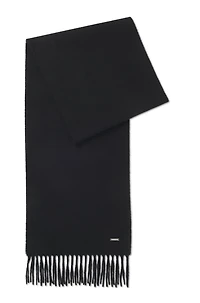 Cashmere scarf with twisted fringes