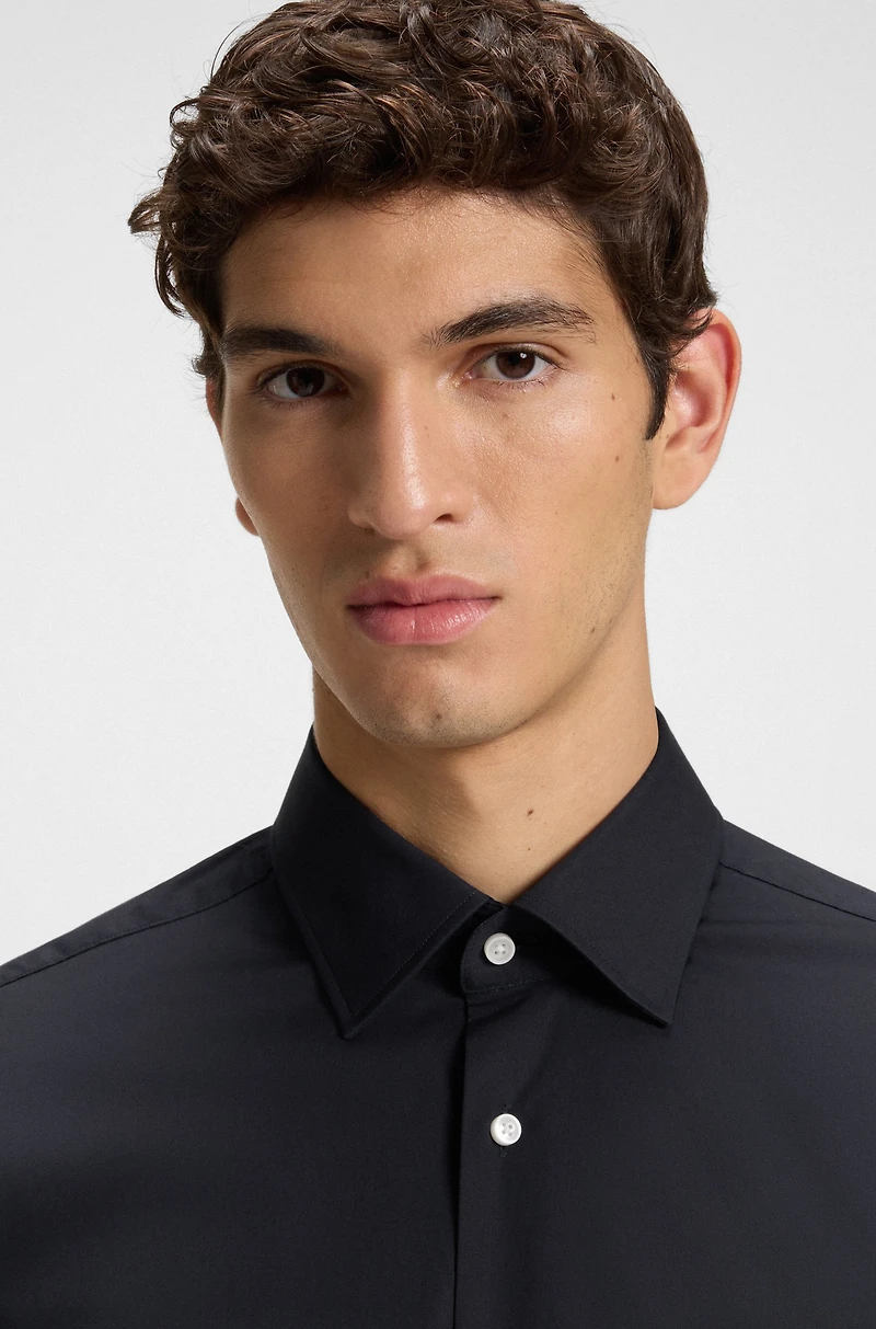 Easy-iron regular-fit shirt stretch-cotton poplin