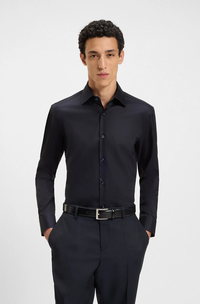 Easy-iron slim-fit shirt cotton poplin
