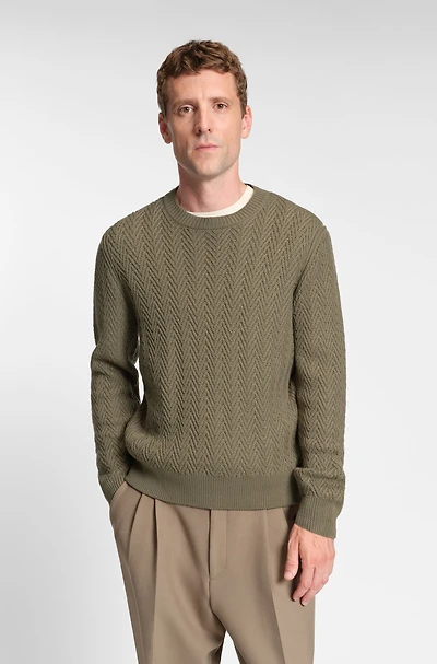 Herringbone-structure sweater virgin wool