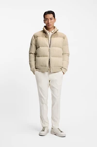 Suede-trim down jacket wool and cashmere