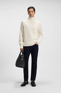 Wool-silk sweater with cable knit