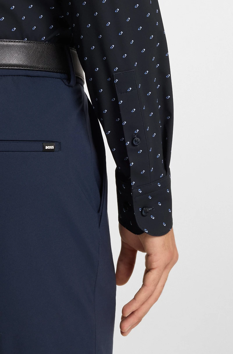 Printed slim-fit shirt performance-stretch jersey