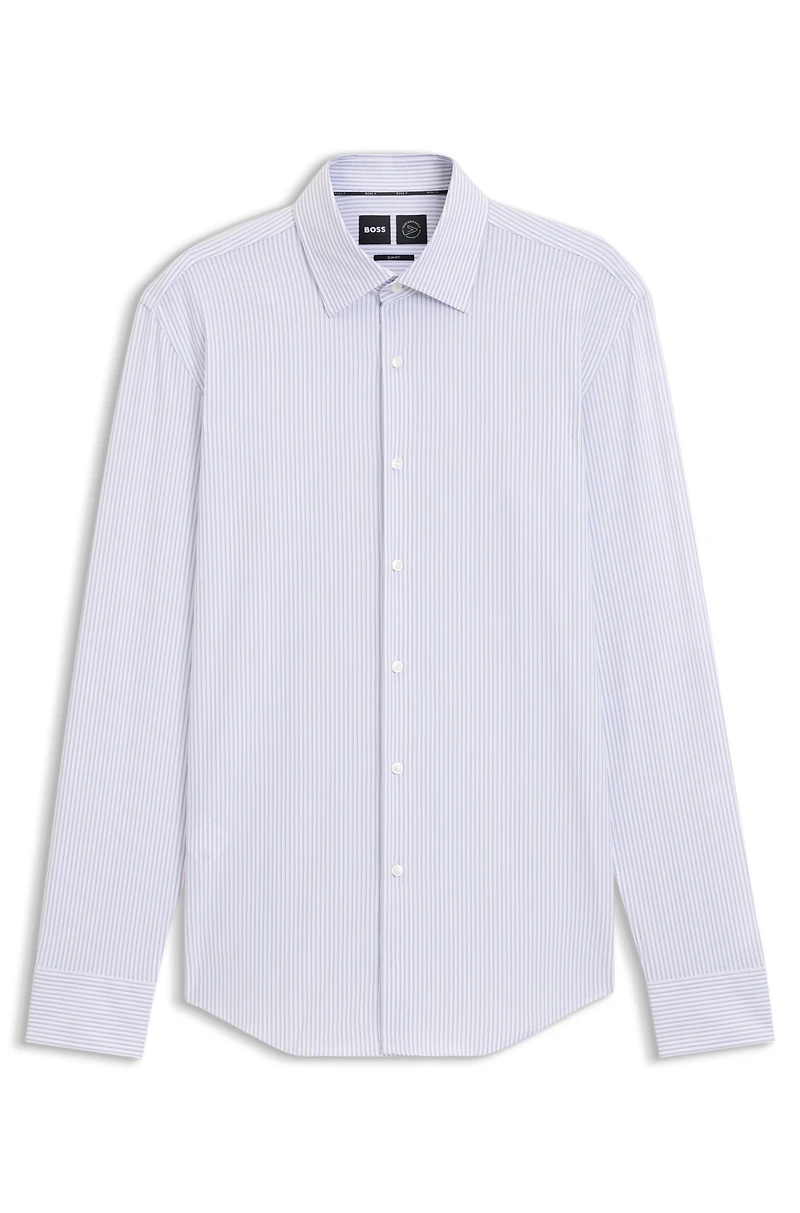 Striped slim-fit shirt performance-stretch fabric
