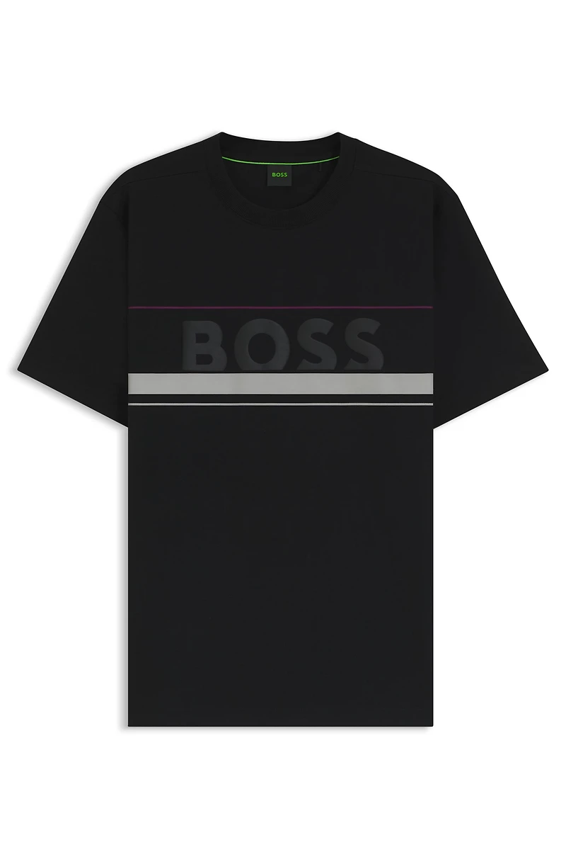 Cotton-jersey T-shirt with stripes and logo