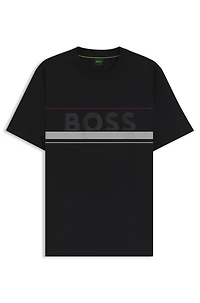 Cotton-jersey T-shirt with stripes and logo