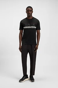 Cotton-jersey T-shirt with stripes and logo