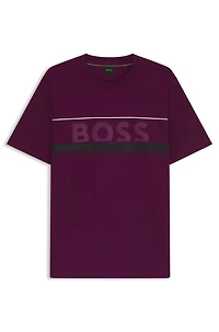 Cotton-jersey T-shirt with stripes and logo