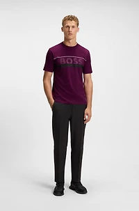 Cotton-jersey T-shirt with stripes and logo