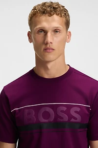 Cotton-jersey T-shirt with stripes and logo