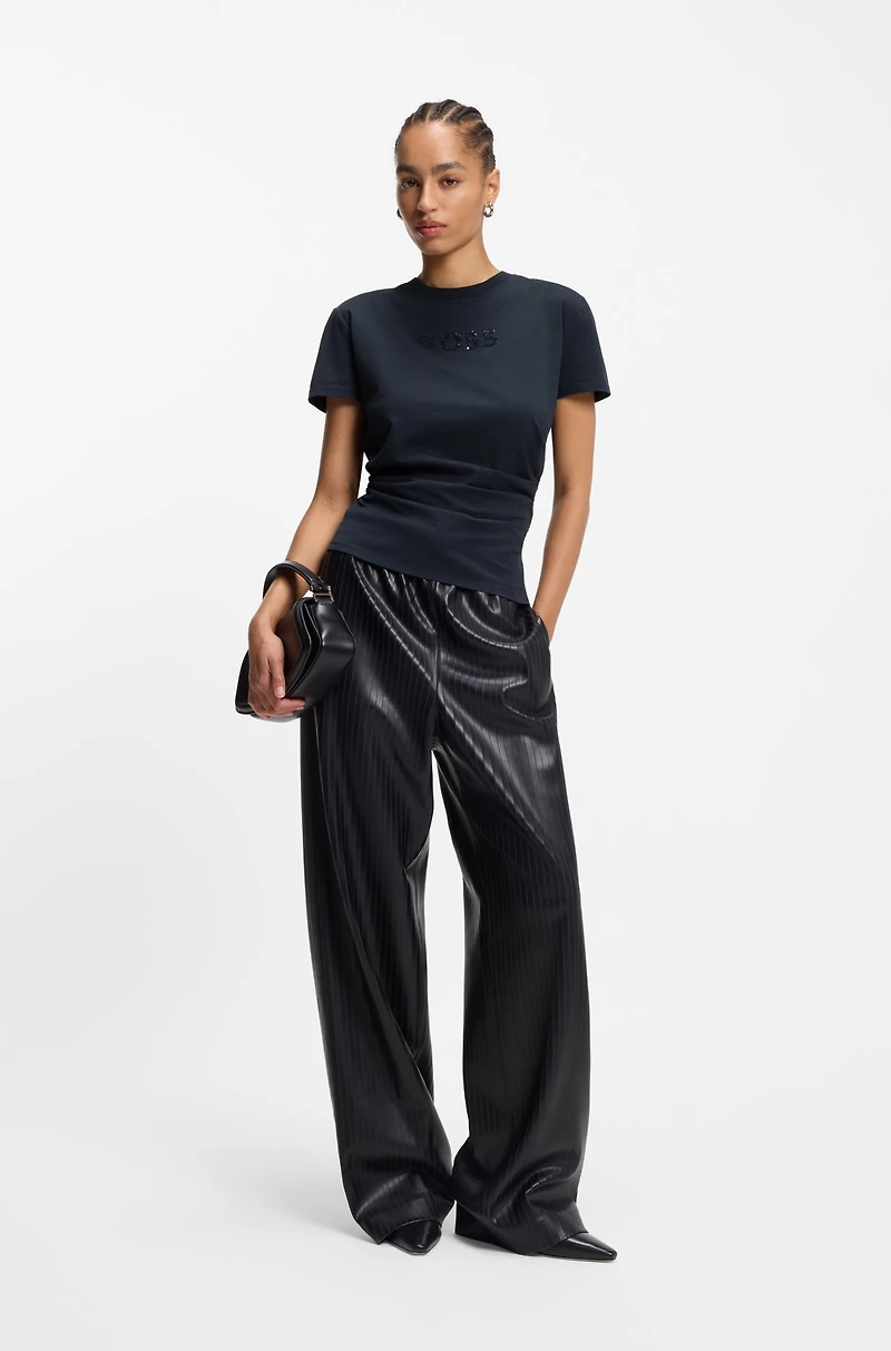 Tonal-artwork slim-fit T-shirt mercerised cotton