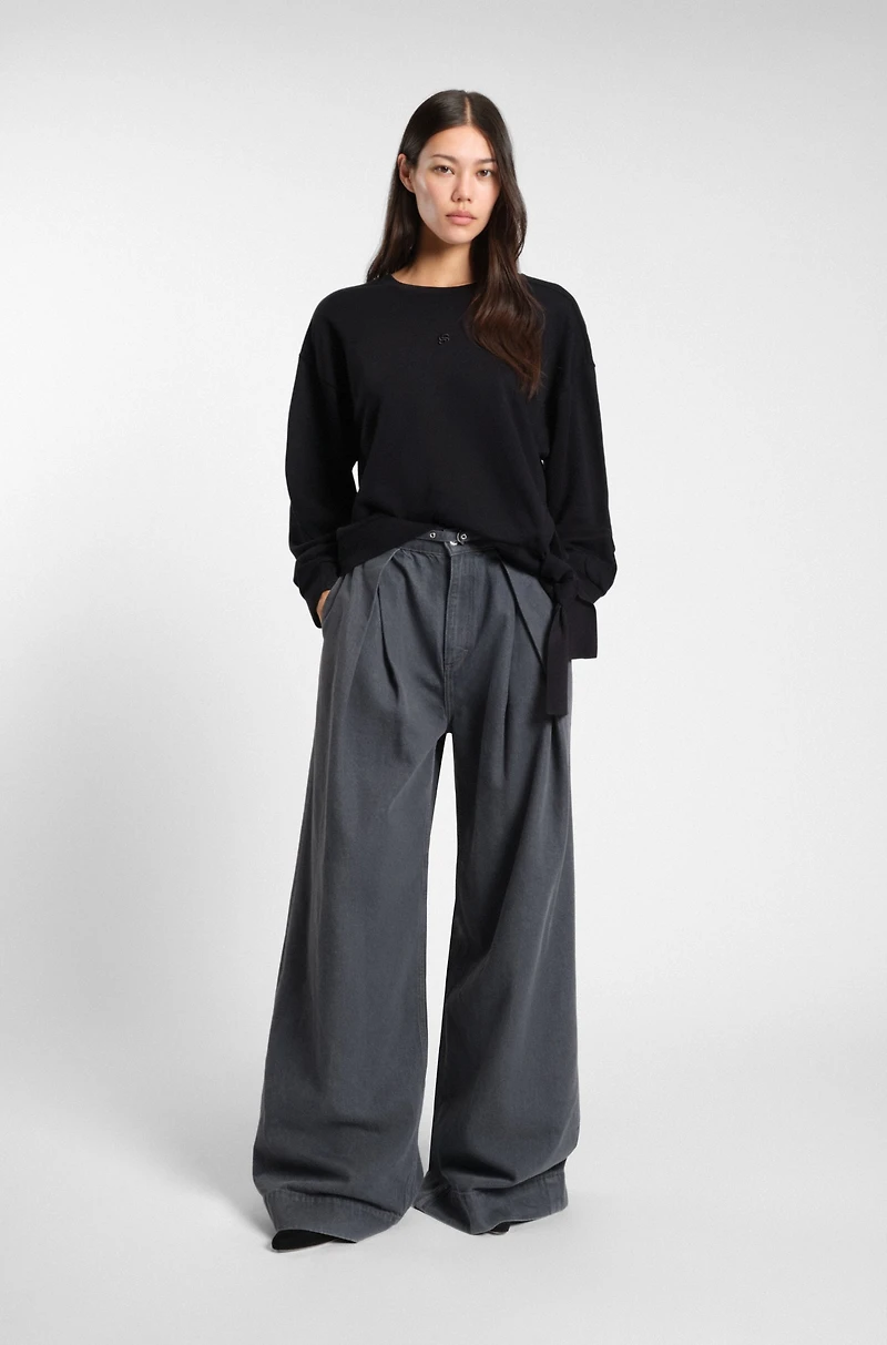 Tie-detail sweatshirt a cotton blend