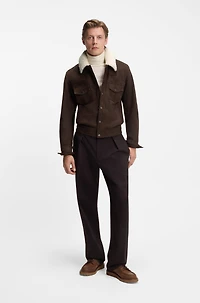 BECKHAM x BOSS leather jacket with fur collar