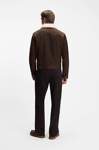 BECKHAM x BOSS leather jacket with fur collar