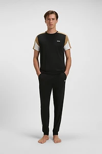 Contrast-panel pyjama bottoms a cotton blend