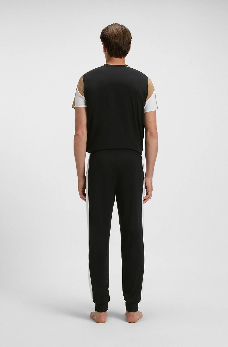 Contrast-panel pyjama bottoms a cotton blend