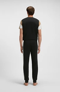 Contrast-panel pyjama bottoms a cotton blend