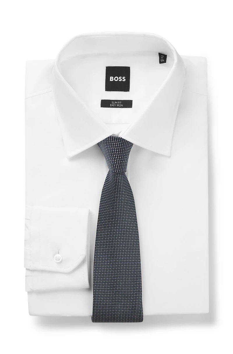 Micro-pattern tie in silk