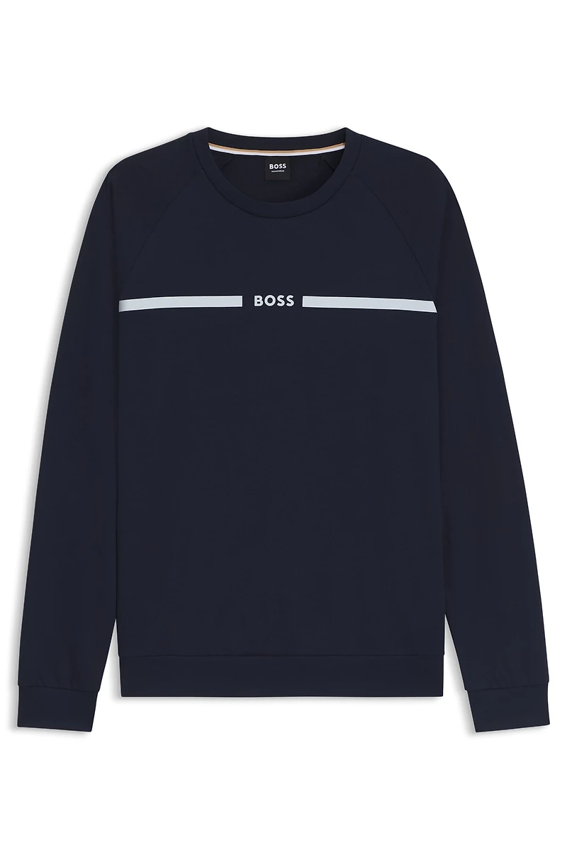 Cotton-terry sweatshirt with logo and stripe