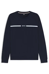 Cotton-terry sweatshirt with logo and stripe