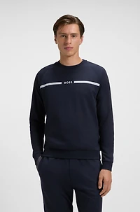 Cotton-terry sweatshirt with logo and stripe