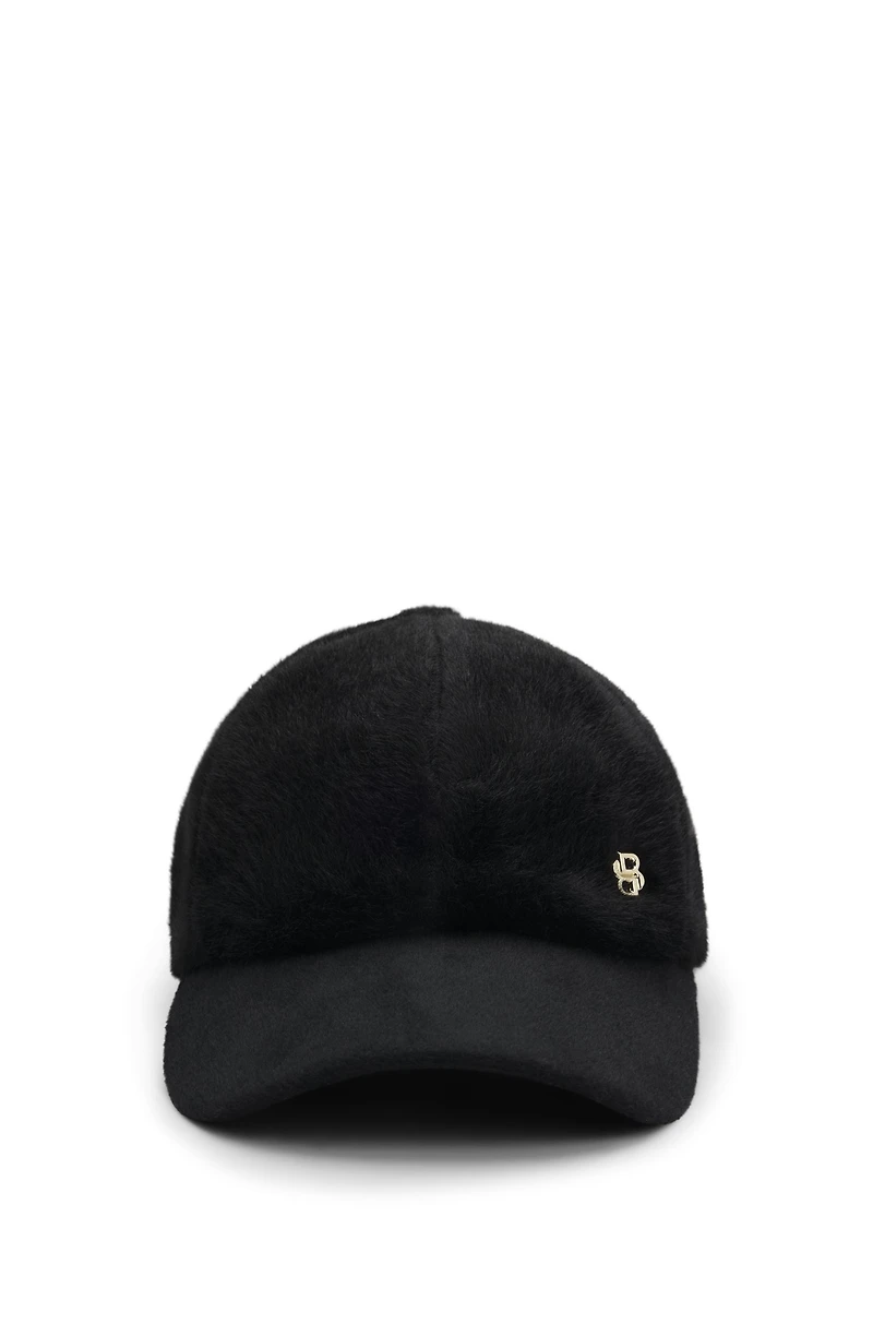 Faux-fur cap with wool-silk visor