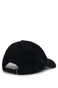 Faux-fur cap with wool-silk visor