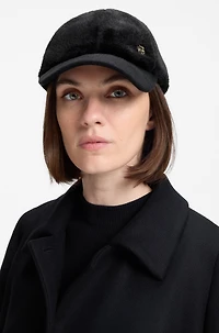 Faux-fur cap with wool-silk visor