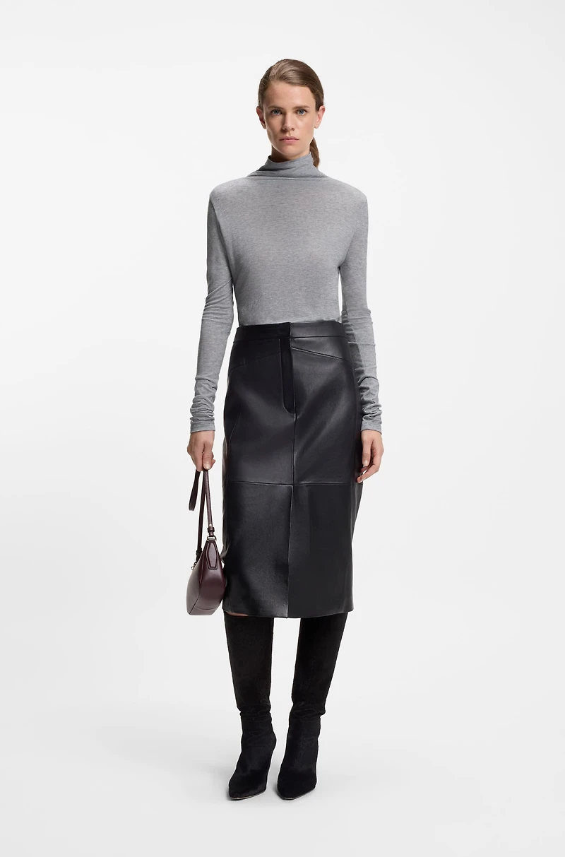 Jersey top with high neckline