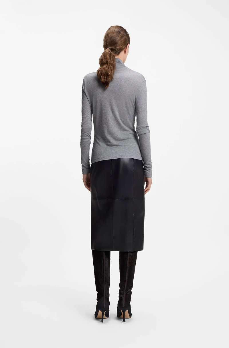 Jersey top with high neckline