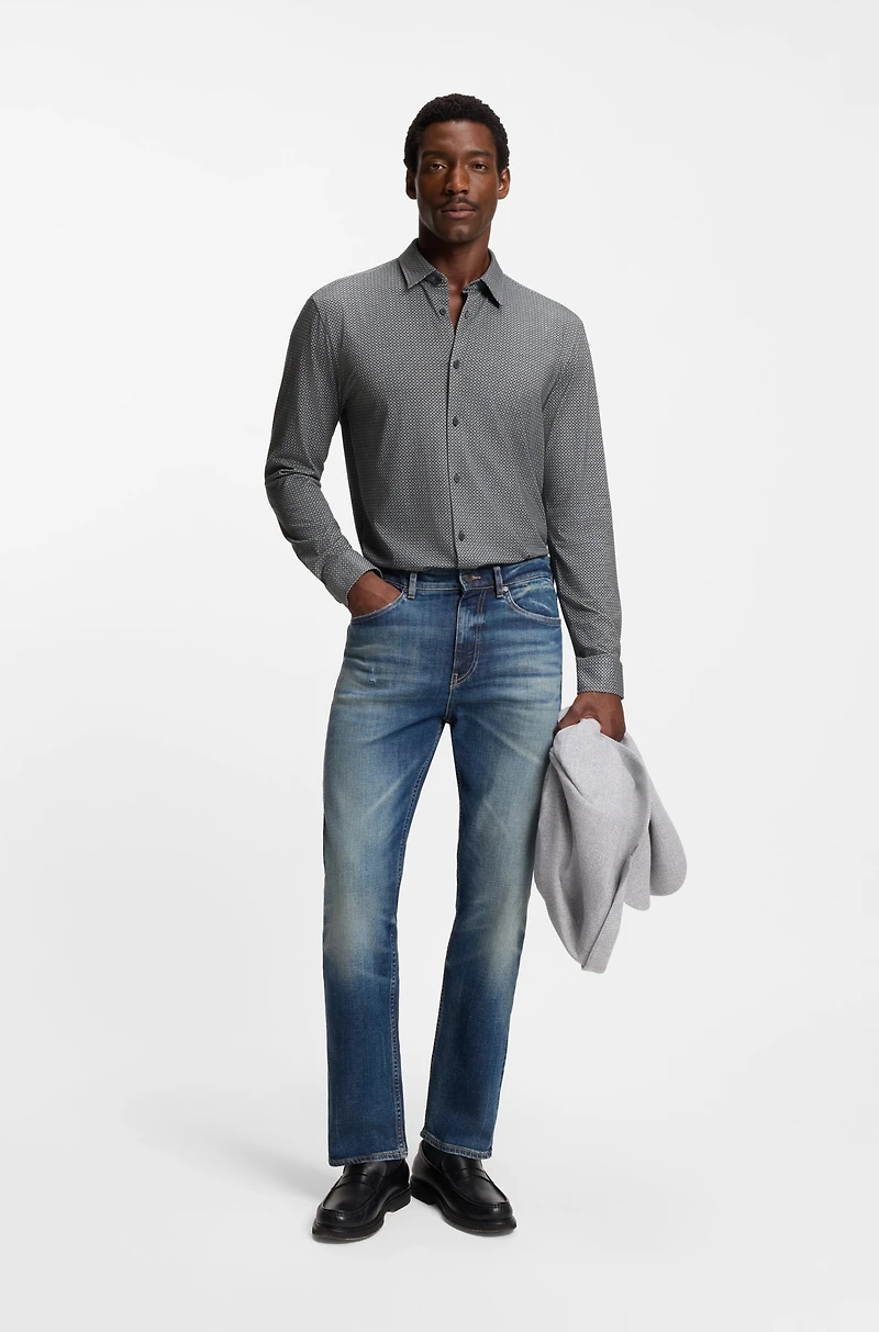 Printed slim-fit shirt flex-weave fabric