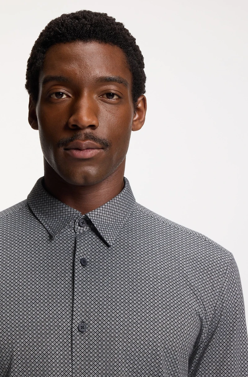 Printed slim-fit shirt flex-weave fabric