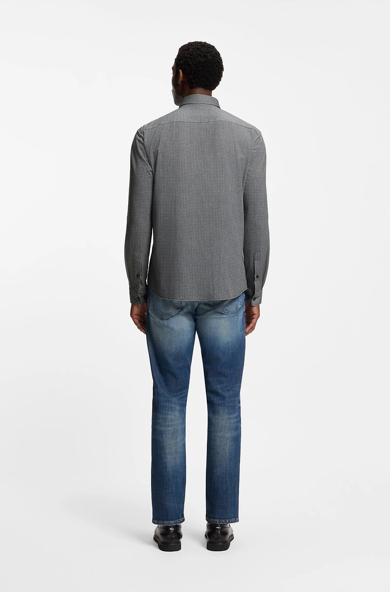 Printed slim-fit shirt flex-weave fabric