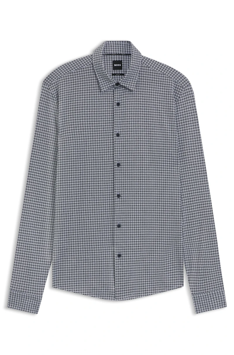 Slim-fit shirt printed flex-weave fabric