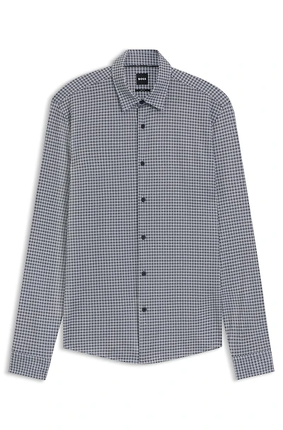 Slim-fit shirt printed flex-weave fabric