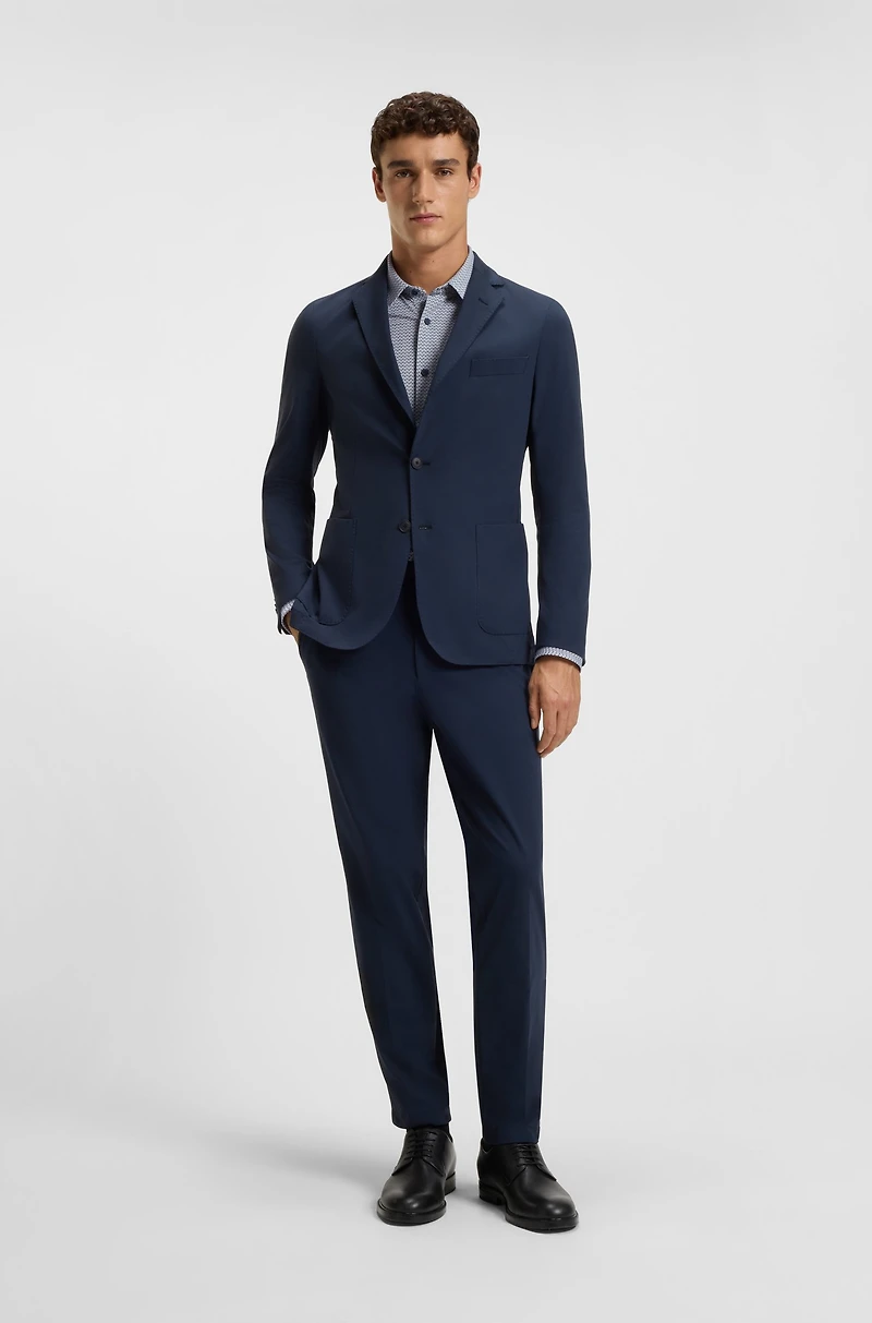 Printed slim-fit shirt Italian performance-stretch jersey