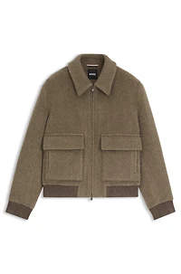 Regular-fit jacket a herringbone-patterned alpaca blend