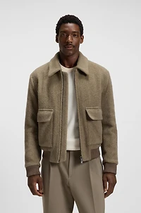 Regular-fit jacket a herringbone-patterned alpaca blend
