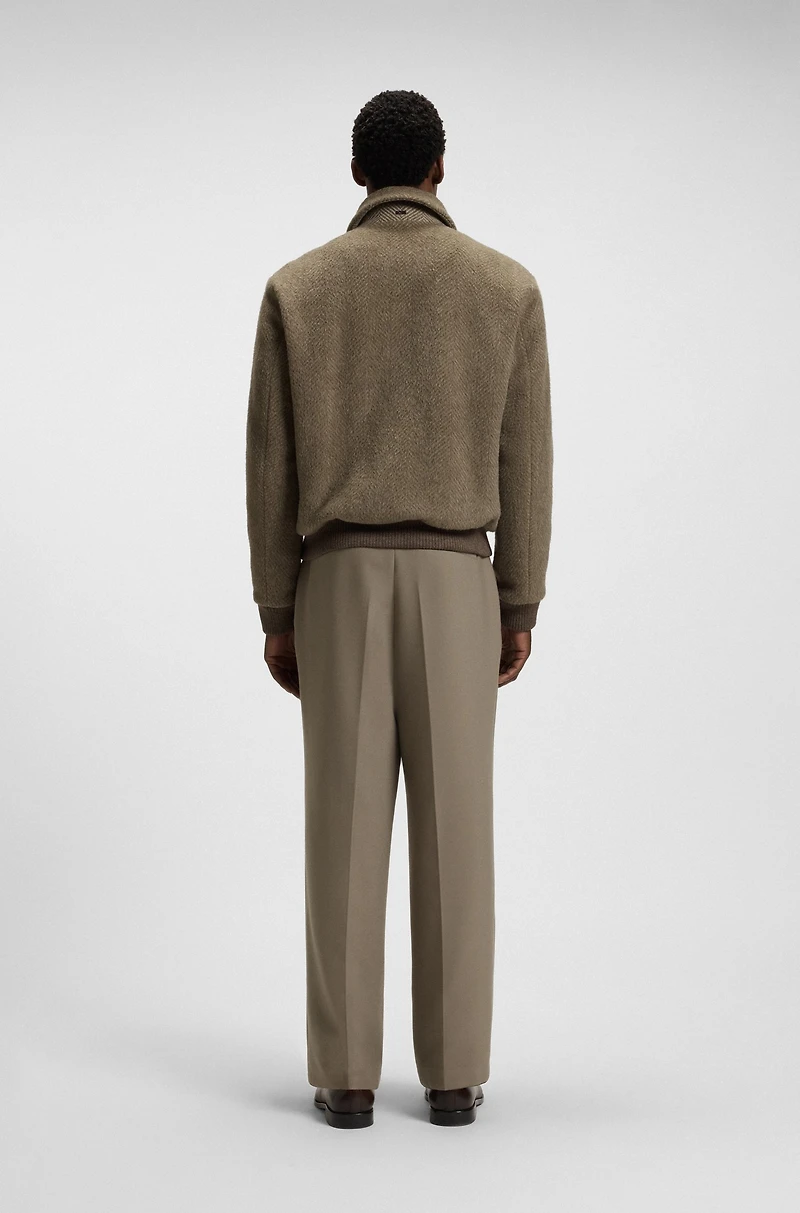 Regular-fit jacket a herringbone-patterned alpaca blend