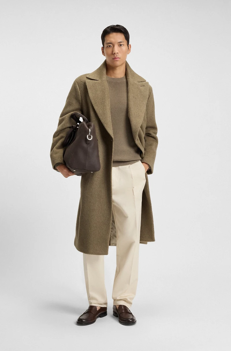 Alpaca-blend coat with double-breasted closure