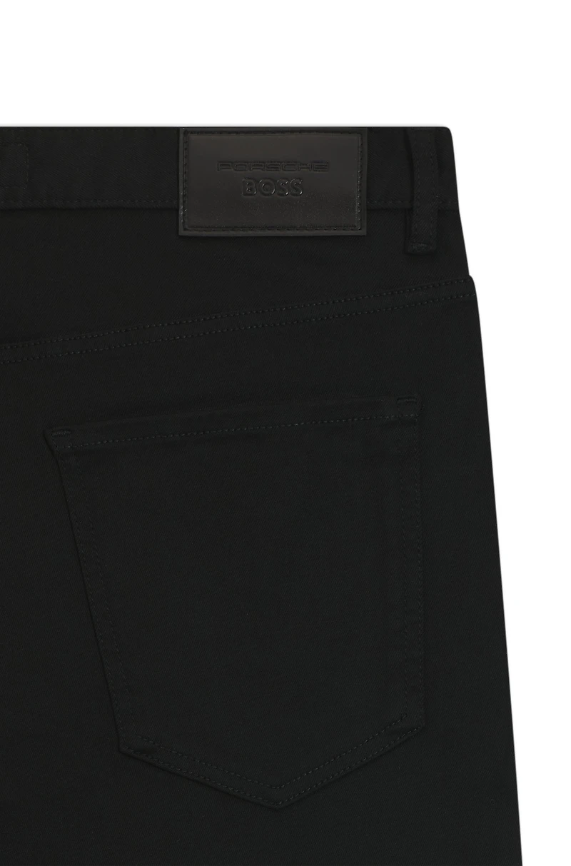 Porsche x BOSS black tapered-fit jeans stretch denim