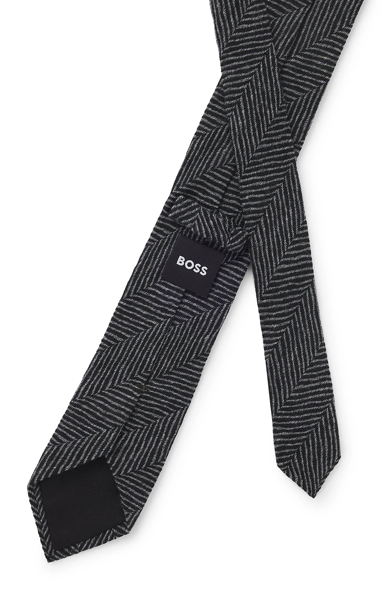 Jacquard-structure tie in wool
