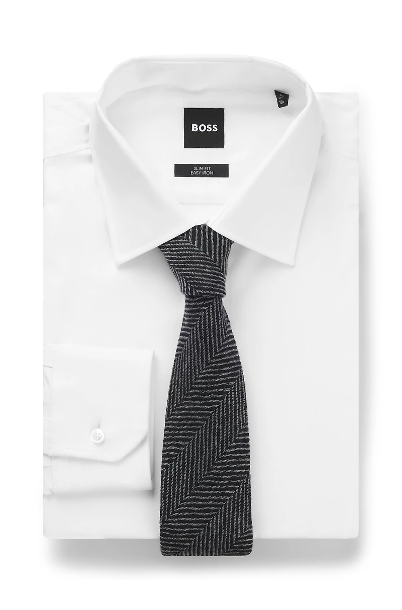 Jacquard-structure tie in wool