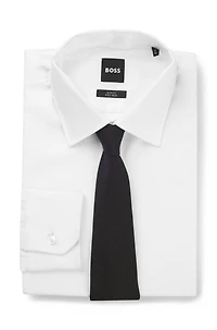 Structured tie in cotton and silk