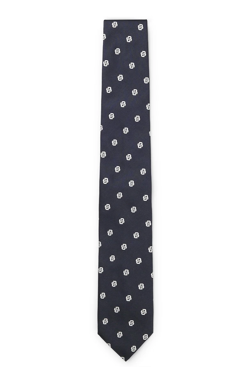 Silk tie with micro Double B monograms